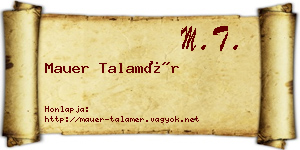 Mauer Talamér névjegykártya